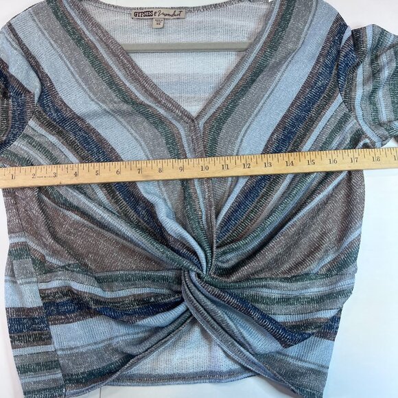 Striped Twist-Front Knit Top By Gypsies & Moondust  XS  Polyester/Rayon/Spandex - Picture 8 of 8